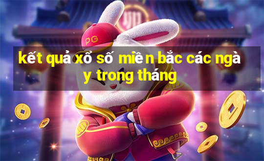 kết quả xổ số miền bắc các ngày trong tháng