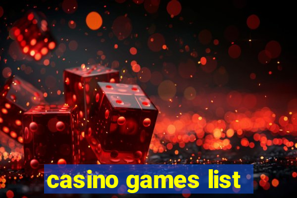 casino games list