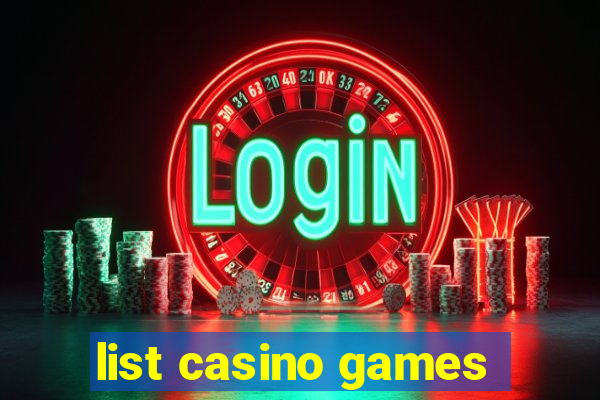 list casino games