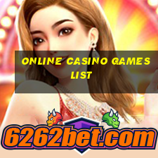 online casino games list