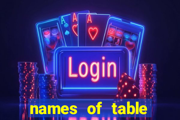 names of table games casino