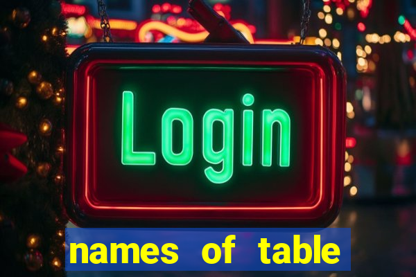 names of table games casino